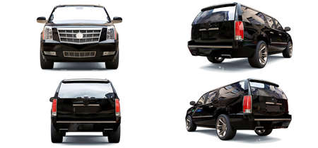 Set big black premium SUV on a white background. 3d renderingの写真素材