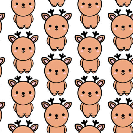 Cute deer Seamless Pattern. Cartoon animal background. Vector background for kids, textile, fabric.のイラスト素材