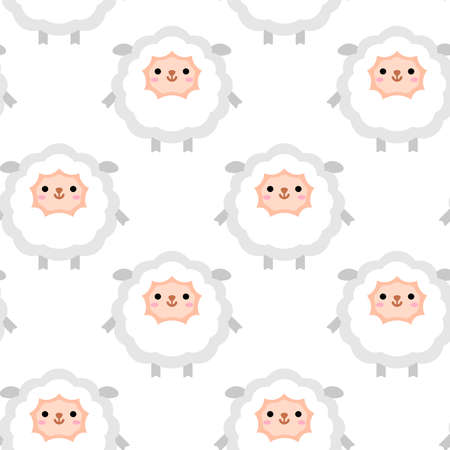 Cute Sheep Seamless Pattern. Cartoon animal background Colorful Vector background for kids, textile, pattern fabric, wallpaperのイラスト素材