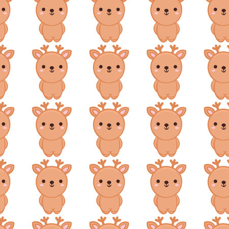 Cute deer Seamless Pattern. Cartoon animal background. Vector background for kids, textile, fabric.のイラスト素材