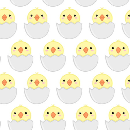 Cute chick Pattern. Cartoon animal background for kids, textile, pattern fabric, wallpaperのイラスト素材