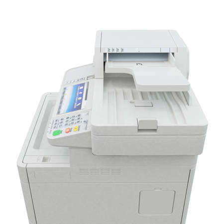 Multi-function printer scanner. Isolated Office professional technology Computer Equipment. 3D...