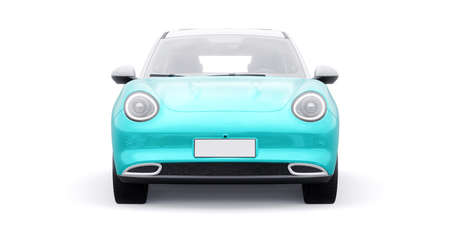 a cute little electric hatchback car. 3D illustrationの写真素材
