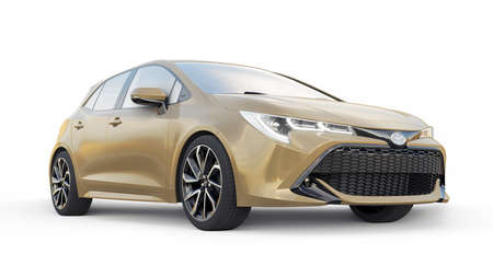 Tula, Russia. February 3, 2022: Toyota Auris 2019 . Compact urban family hatchback. 3D illustrationのeditorial素材