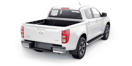 Tula, Russia. February 3, 2022: Mazda BT-50 2021. Mid-size modern pickup truck. 3D illustration.のeditorial素材