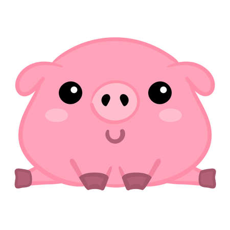 Funny pig vector illustration. Cute farm animal characterのイラスト素材