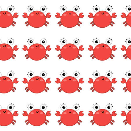 Funny cartoon crab. Animal Pattern Colorful Vector background for kids, textile, pattern fabric, wallpaperのイラスト素材