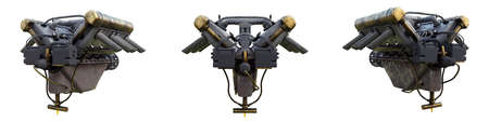 3d illustration of an airplane engine on a white background
