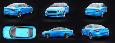 SetCompact Sports car Family Sedan 3d illustration