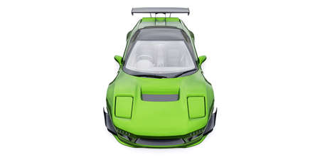 tuned sports racing car with arch extensions, air suspension and a huge spoiler. 3d rendering.の写真素材