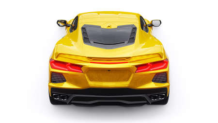 Ultra-modern red super sports car with a mid-engine layout on a white isolated background. A car for racing on the track and on the straight. 3d illustrationの写真素材