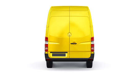 Berlin, Germany. April 28, 2022: Mercedes-Benz Sprinter. Yellow European commercial van isolated on...