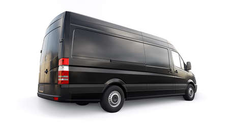 Berlin, Germany. April 28, 2022: Mercedes-Benz Sprinter. Black European commercial van isolated on white background. 3d illustration.のeditorial素材