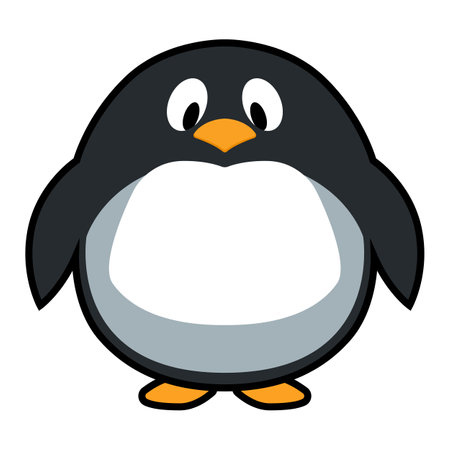 penguin vector illustration. logo cute fat penguin iconのイラスト素材