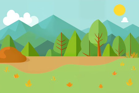 Landscape with trees and mountains. vector illustration. Eps 10.の素材