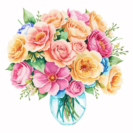 beautiful bouquet of flowers vector illustrationのイラスト素材