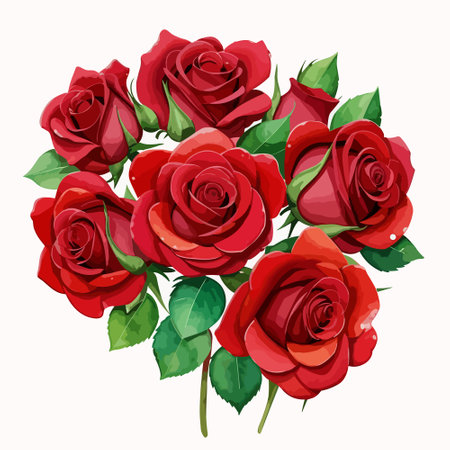 Bouquet of beautiful red roses. vector illustration.のイラスト素材