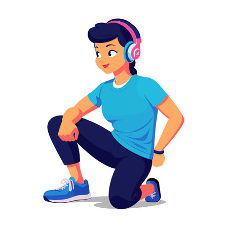 beautiful woman doing sports with headphones,vector illustration.のイラスト素材