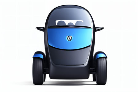 3D rendering of a blue robot isolated on a white background.の素材