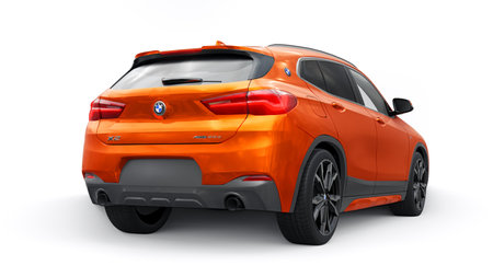 Berlin. Germany. March 16, 2023. BMW X2 20d Xdrive 2020. sports compact SUV car for family and adventure. 3d illustration.のeditorial素材