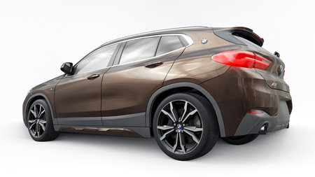 Berlin. Germany. March 16, 2023. BMW X2 20d Xdrive 2020. sports compact SUV car for family and adventure. 3d illustration.のeditorial素材