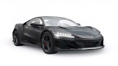 San Diego, USA. March 26, 2023. Acura NSX Type-S 2022 on a white background. Hybrid innovative sports car coupe. 3d renderingのeditorial素材