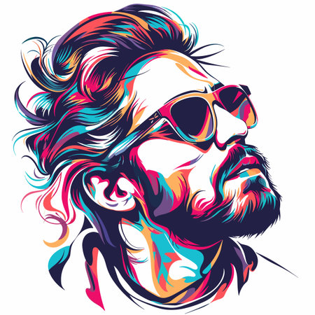 Portrait of a man with sunglasses and hairstyle. Vector illustration.