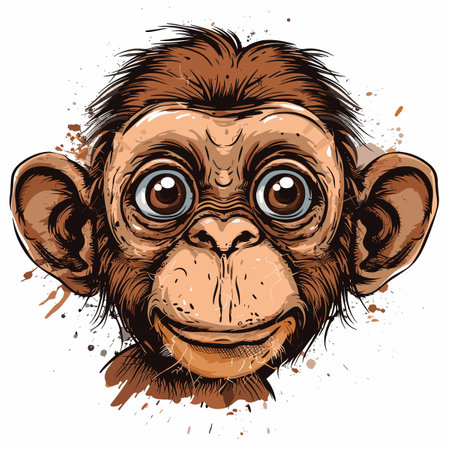 Monkey head. Hand drawn sketch for your design. Vector illustrationのイラスト素材