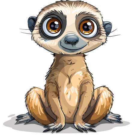 Cute meerkat sitting on white background. Vector illustration.のイラスト素材