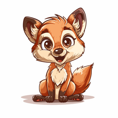 Cute cartoon fox sitting. Vector illustration isolated on white background.のイラスト素材