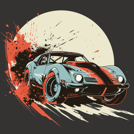 vintage sports car on a grunge background. Vector illustration.のイラスト素材