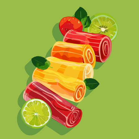 Strawberry and lime slices on green background. Vector illustration.のイラスト素材
