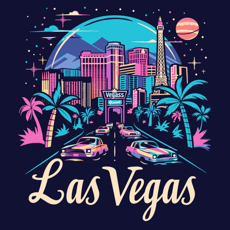 Las Vegas, Nevada, USA. Vector illustration in flat style.のイラスト素材