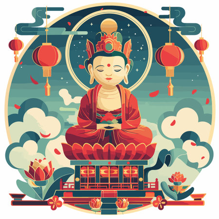 Chinese New Year of the Monkey. Vector illustration in flat style.のイラスト素材