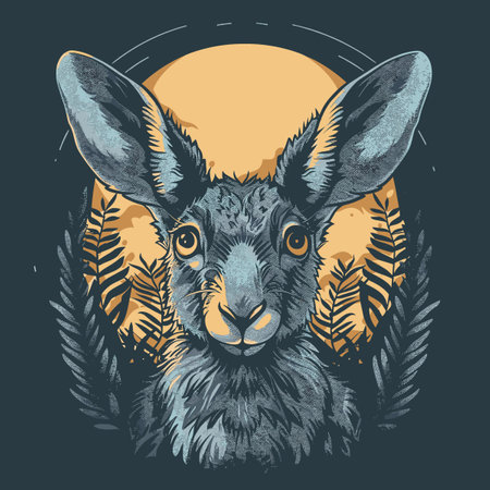 Wild rabbit portrait. Hand drawn illustration for t-shirt, poster, print.のイラスト素材