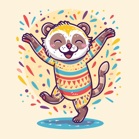 Cute panda in a knitted sweater. Vector illustration.のイラスト素材