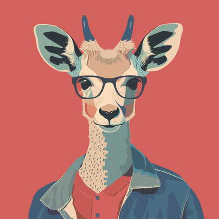Fashionable hipster giraffe with glasses. Vector illustration.のイラスト素材