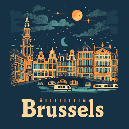 Bruges. Travel to Belgium. Hand drawn vector illustration.のイラスト素材