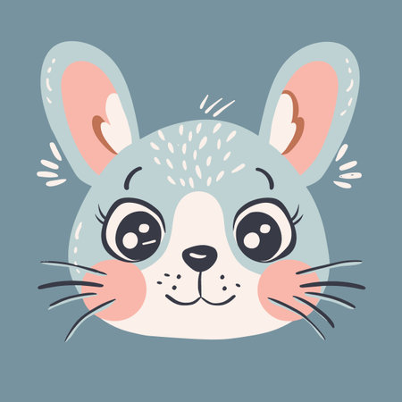 Cute little hare face. Vector illustration in flat style.のイラスト素材