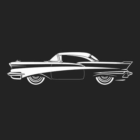 Vintage american muscle car vector illustration isolated on black background.のイラスト素材