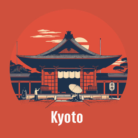 Kyoto, Japan, vector illustration in flat design style.のイラスト素材