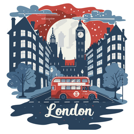 London, United Kingdom. Vector illustration in flat style on white background.のイラスト素材