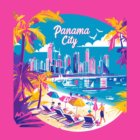 Puerto Plata, Dominican Republic. Vector illustration in flat styleのイラスト素材