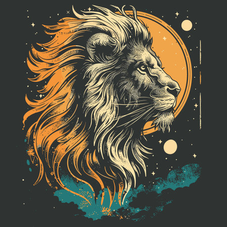 Lion head. Hand drawn vector illustration for t-shirt.のイラスト素材