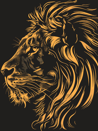 Lion head on a black background. Vector illustration for your designのイラスト素材
