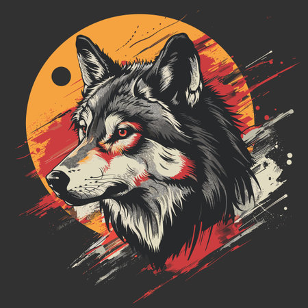 Wolf head on grunge background. Vector illustration for t-shirt.のイラスト素材