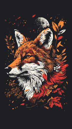 Fox head vector illustration. Can be used for t-shirt print or poster.のイラスト素材