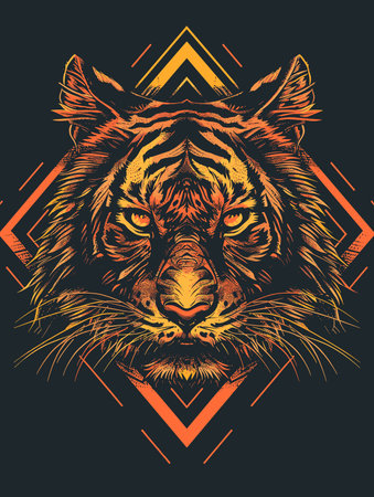 Tiger head. Vector illustration for tattoo or T-shirt design.のイラスト素材