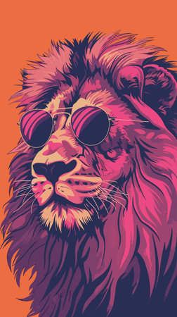 Lion in sunglasses. Vector illustration for t-shirt print.のイラスト素材