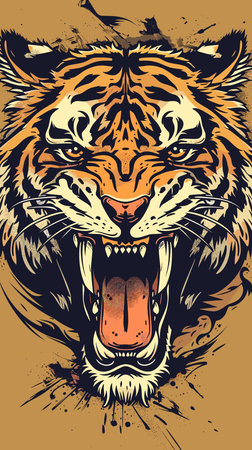 Tiger head on grunge background. Vector illustration for your designのイラスト素材